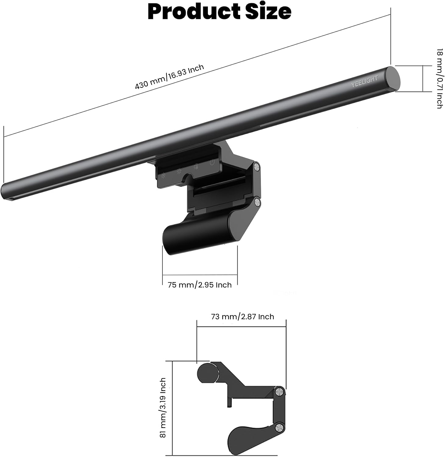 Monitor Light Bar with Remote, Computer Monitor Lamp for Home Office Gaming, 250LM No Glare Eye-Care Screen Bar, Touch Control USB Desk Lamp with Stepless Dimming for Flat & Curved Monitor