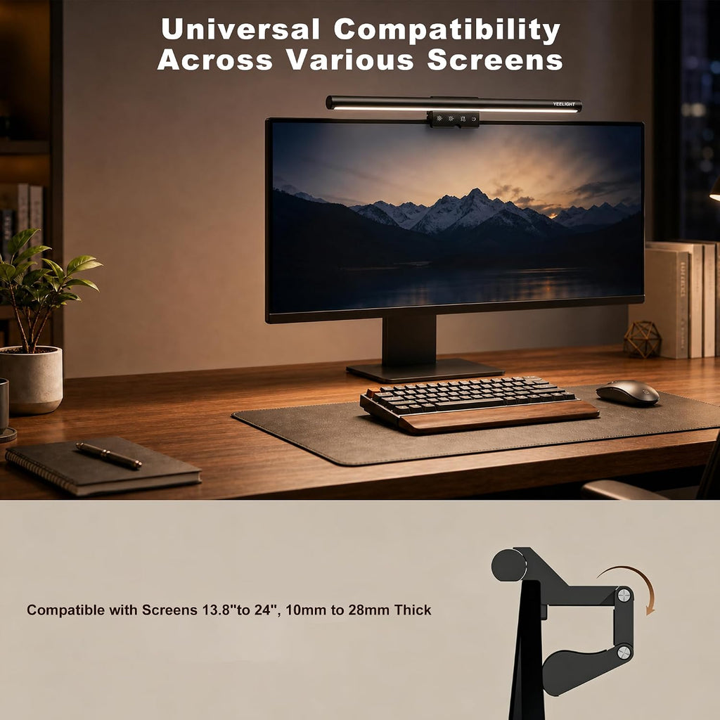 Monitor Light Bar with Remote, Computer Monitor Lamp for Home Office Gaming, 250LM No Glare Eye-Care Screen Bar, Touch Control USB Desk Lamp with Stepless Dimming for Flat & Curved Monitor