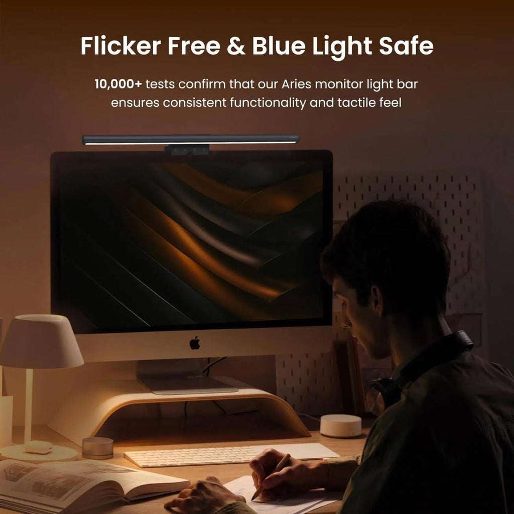 Monitor Light Bar with Remote, Computer Monitor Lamp for Home Office Gaming, 250LM No Glare Eye-Care Screen Bar, Touch Control USB Desk Lamp with Stepless Dimming for Flat & Curved Monitor